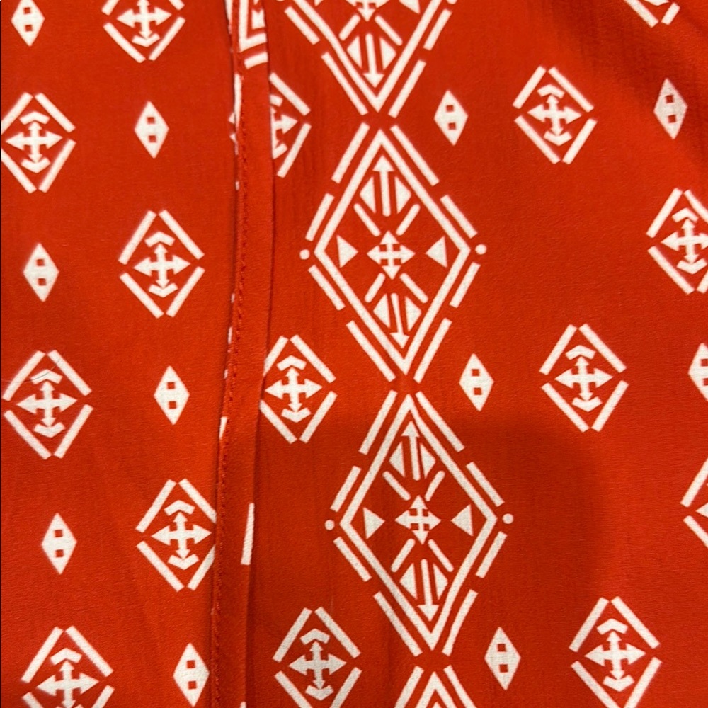 Simple Red Cap Sleeve Ruffled Blouse - Picture 4 of 6